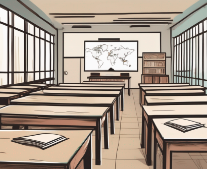 A classroom setting in malaysia with a few empty chairs