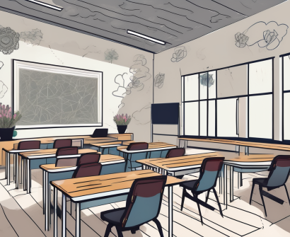 A classroom setting with distinctive cultural elements from malaysia and qatar