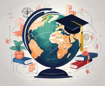 A graduation cap on top of a globe