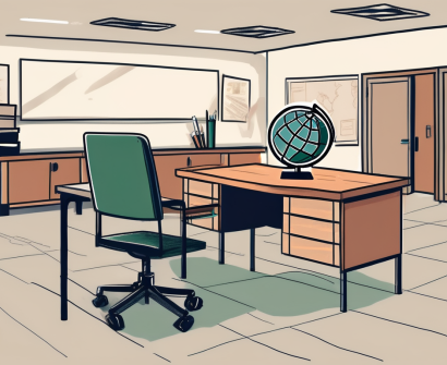A classroom scene with a globe