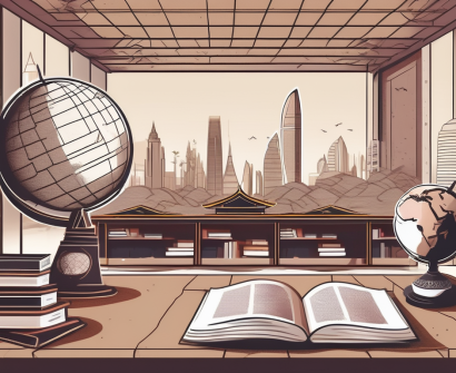 A classroom setting split in half