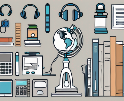 Six different teaching aids such as a globe