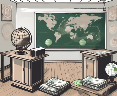 A classroom setting in thailand with a chalkboard