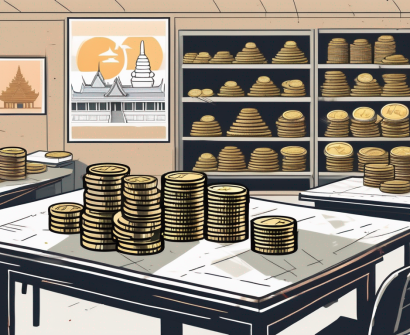 A classroom setting with a view of iconic cambodian landmarks in the background