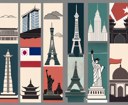 Various iconic landmarks from different countries