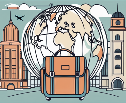 A pet carrier with a globe