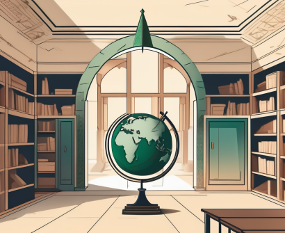 A classroom setting with traditional saudi arabian architectural elements in the background