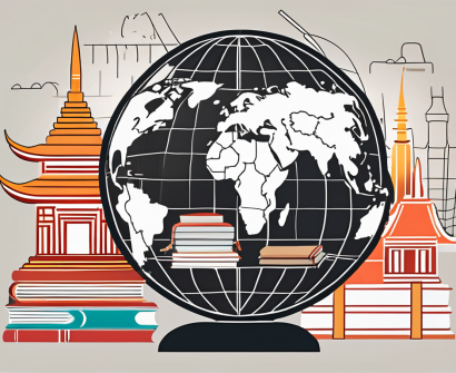 A malaysian public school with various international flags fluttering on the flagpoles