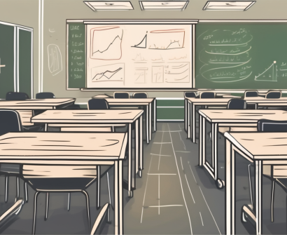 A classroom setting in saudi arabia with empty desks