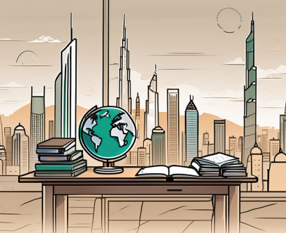 A classroom setting with a globe