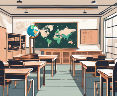A classroom setting with diverse cultural elements