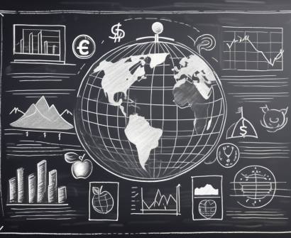 A chalkboard with different currency symbols
