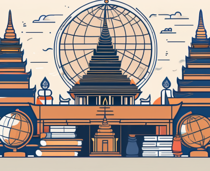 A classroom setting with diverse educational tools and symbols