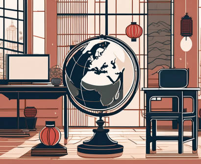 A classroom setting with a globe