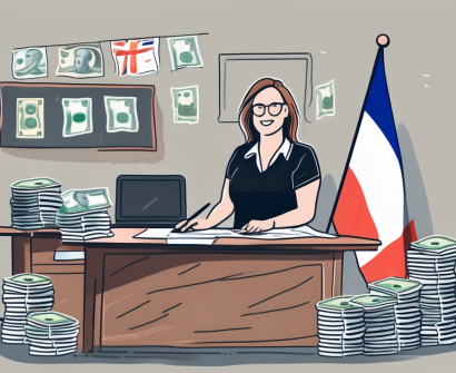 A typical french classroom setting with a teacher's desk