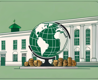 A traditional irish school building with a globe in the background