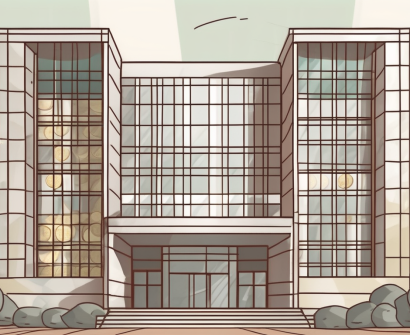 An international school building with the south african flag flying overhead