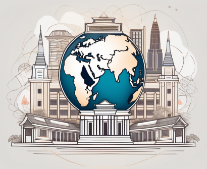 A globe with cambodia highlighted