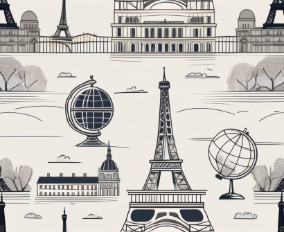 A parisian landscape with notable landmarks such as the eiffel tower and seine river