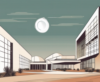 A moroccan landscape with an international school building in the foreground