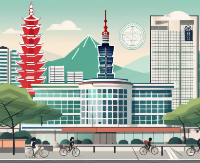 A landscape featuring prominent taipei landmarks such as taipei 101