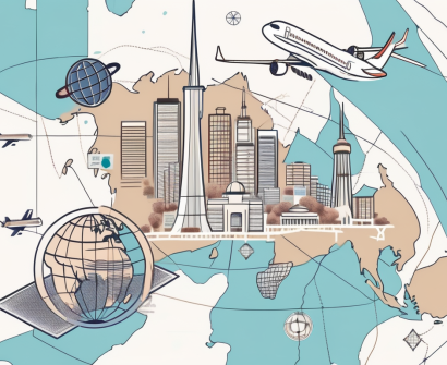 A map of tokyo highlighted with symbols of education like a graduation cap