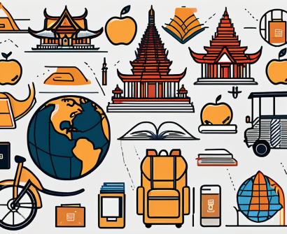 A diverse collection of school-related items such as textbooks