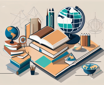 An international school building in abu dhabi with a diverse array of educational symbols like books