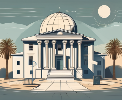 A traditional cypriot school building surrounded by iconic landmarks of cyprus