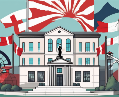 A typical danish international school building surrounded by denmark's iconic symbols like the little mermaid statue