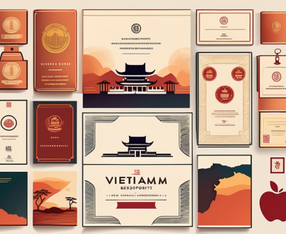 Various symbolic elements like a welcoming vietnamese gate