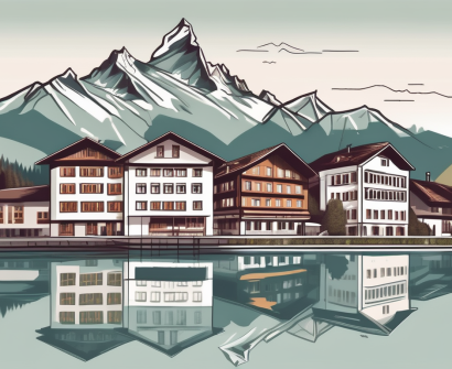 A picturesque swiss landscape featuring an international school building