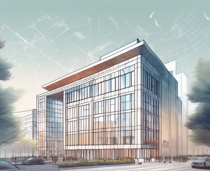 The britannica international school shanghai's iconic building with a variety of job application materials like a resume