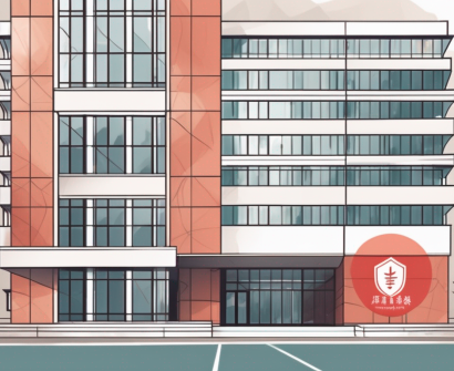 The fudan international school building with a symbolic representation of a job application form