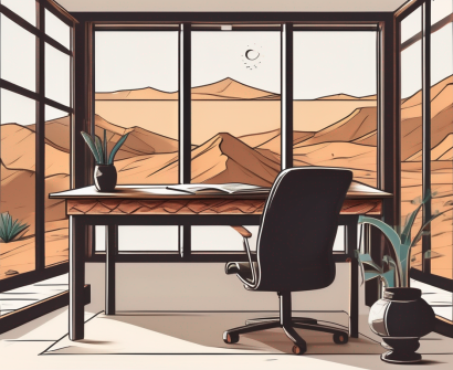 A classroom setting with a desk