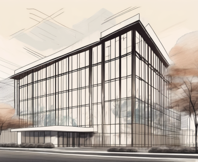 The german school shanghai building with a job application form and a pen on the foreground