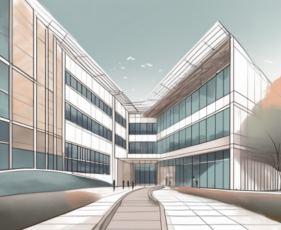 The hong qiao international school building with a path leading to its entrance