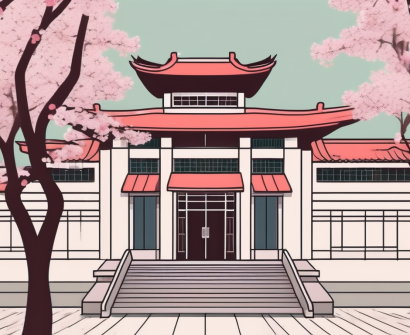 The shanghai japanese school building with a path leading to its entrance