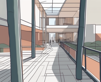 The shanghai united international school building with a path leading towards it