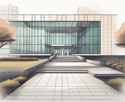 The ulink college of shanghai building with a pathway leading to the entrance