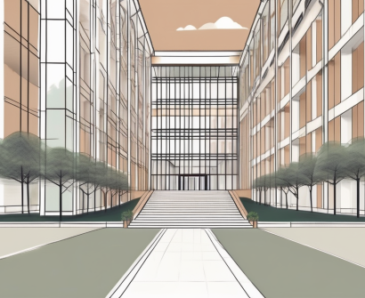 The wellington college international shanghai building with a path leading up to it