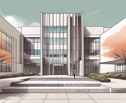 The xiwai international school's main building with a path leading to the entrance