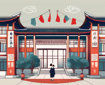 Beijing international bilingual academy's building with a path leading to its entrance