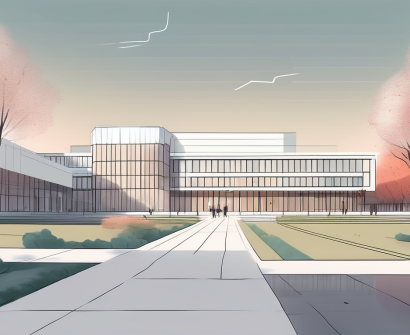 The tsinghua international school building with a path leading towards it