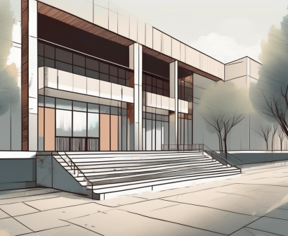 The western academy of beijing's main building with a path leading to the entrance