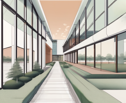 The yew chung international school of beijing's building with a pathway leading towards it