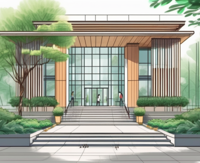 Chengdu international school's building with a decorative entrance