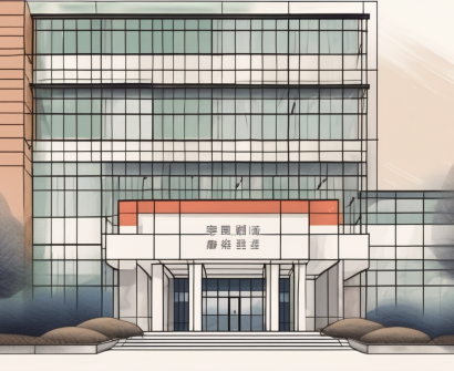 Oxford international college of chengdu's building with a symbolic representation of a job application form (like a checklist or envelope) in the foreground