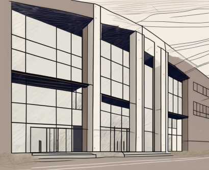 The dalian american international school building with a symbolic representation of a job application form next to it