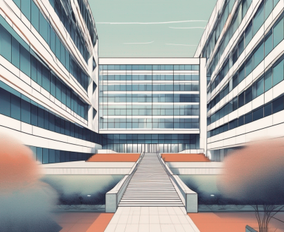 The huamei-bond international college building with a path leading up to it